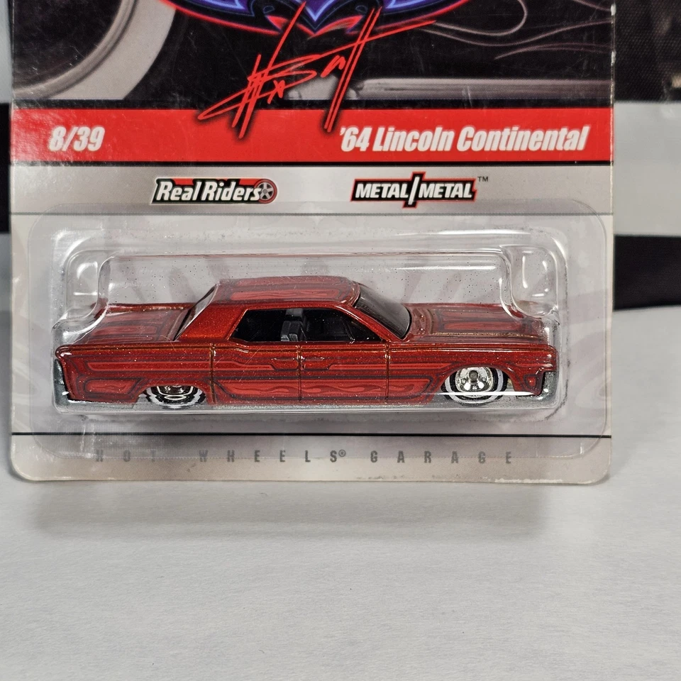 Hot Wheels Wayne's Garage Red 64 Lincoln Continental #8 Red Real Riders Lowrider Foto 3 de 4
