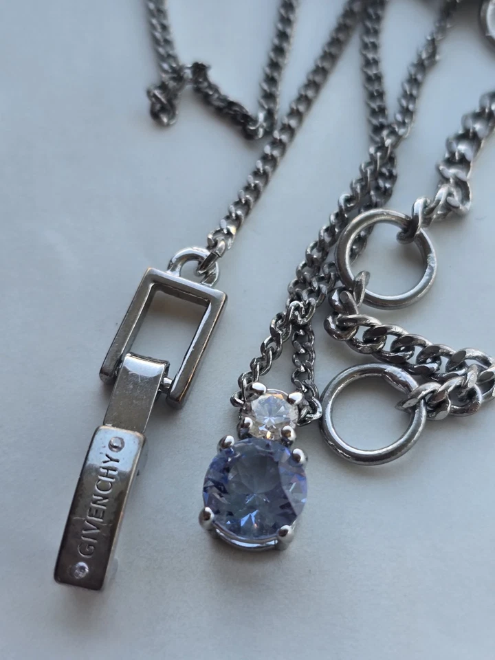 Collar Givenchy Cristal Plata Azul Nuevo Mujer Foto 3 de 4