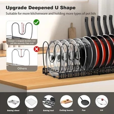 Pot and Pan Organizer Rack for Cabinet, Fully Expanded Size 22.83" W x 7.09" D x