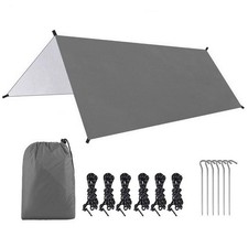Camping Tent Tarp 300cm Water Resistant Rain Fly with Nylon Rope and Spikes