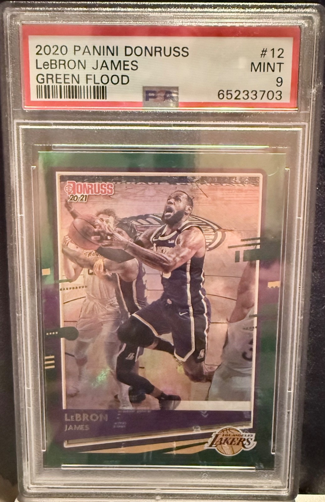 2020-21 Panini Donruss - LeBron James #12 Green Flood PSA 9 MINT