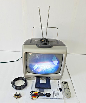 Sylvania 13'' CRT TV DVD Combo CD130SL8 Retro w/ Remote & Cords Bundle Working