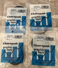 Chartpak Graphic Art Tape, 1/4  W x 324 L Inches, Black Gloss, 4 Rolls (BG2501)