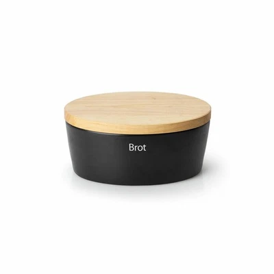 Continenta Brottopf oval mit Holzdeckel, M, Keramik, Schwarz, 30 x 23 x 13.5 cm - Bild 1 von 2