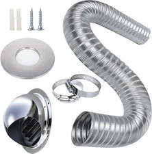 Pellet Stove Fresh Air Intake Kit, 2 "x 60" Pipe, Silver 