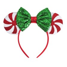 Green Mouse Ears Headband Sequin Christmas Mice Ears Candy Hairband Girls