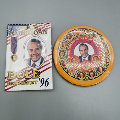 Bob Dole Presidential '96 Campaign Button x2 90s American Politics Candidate Pin