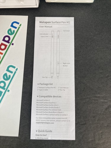 Metapen Surface Pen M2 (Premium, 4096 Finest Control, Eraser End) - 第 8/11 張圖片