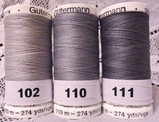 3 NEW Gray colors GUTERMANN 100% polyester Sew-all thread 274 yards each Spool 