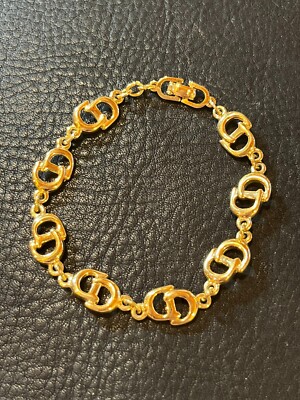 アクセサリー Dior Vintage 11 ream Logo Gold Bracelet CHRISTIAN DIOR Bracelet Bangle Chain AUTH BIG LOGO Vintage
