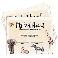 25 Animal Kids First Haircut Certificate Little Boy's Little Gilr's First Hai...