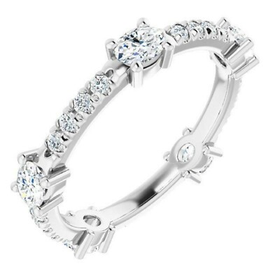 1,20 ct. Ovaler & runder Diamant Eternity Band, Vorsteckring 14K Weißgold