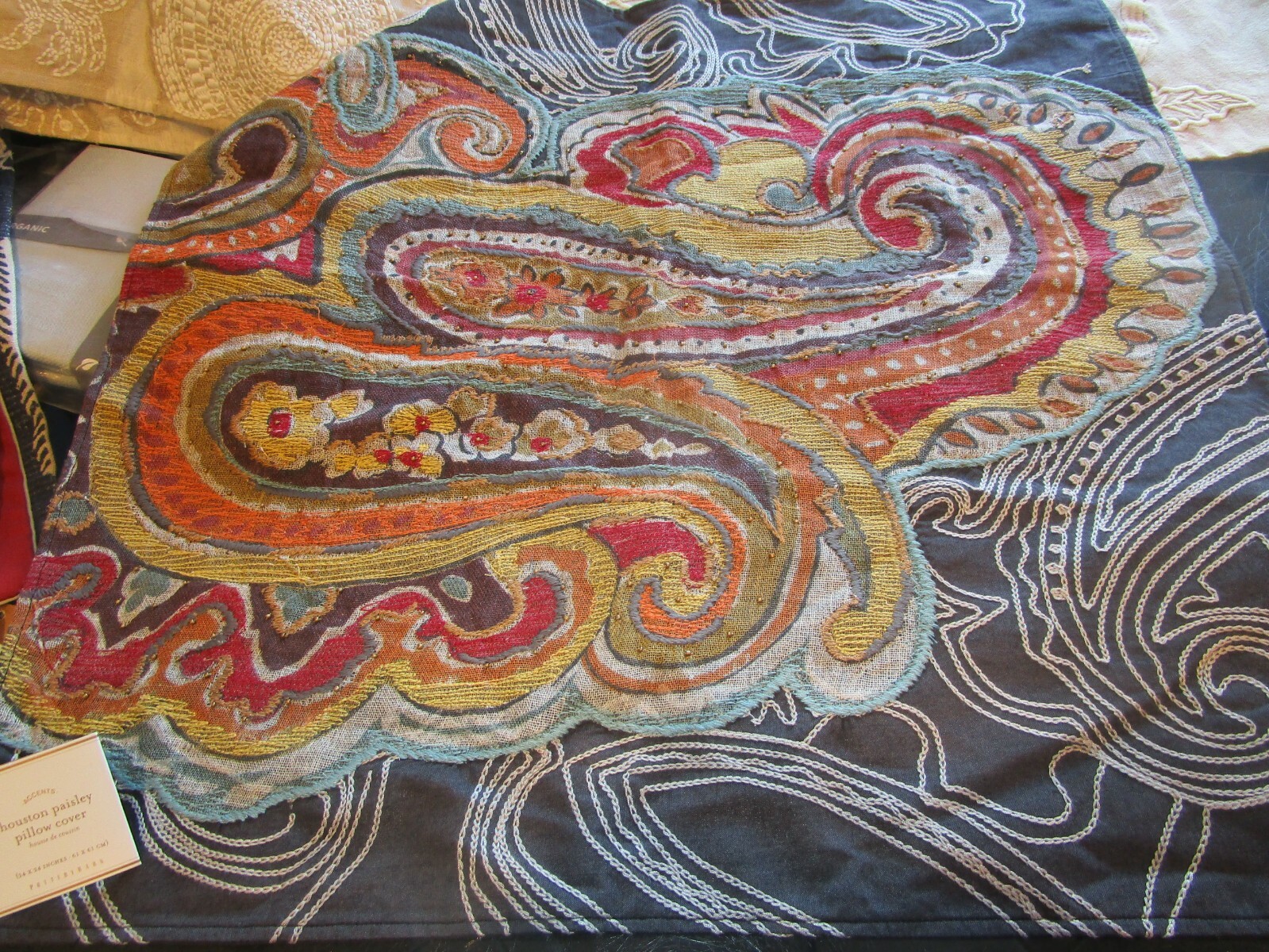 Pottery Barn Houston Ikat Paisley Pillow Cover 24 New W Tag For