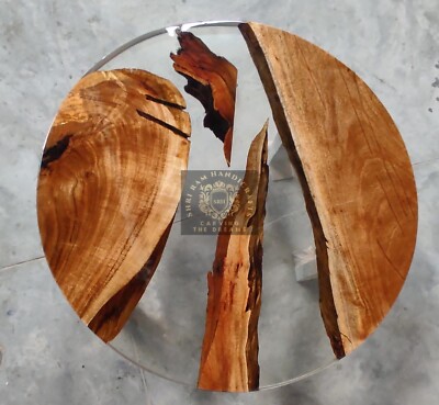 Clear Epoxy River Coffee Tabletop Wooden Round Table Resin Console Furniture Art