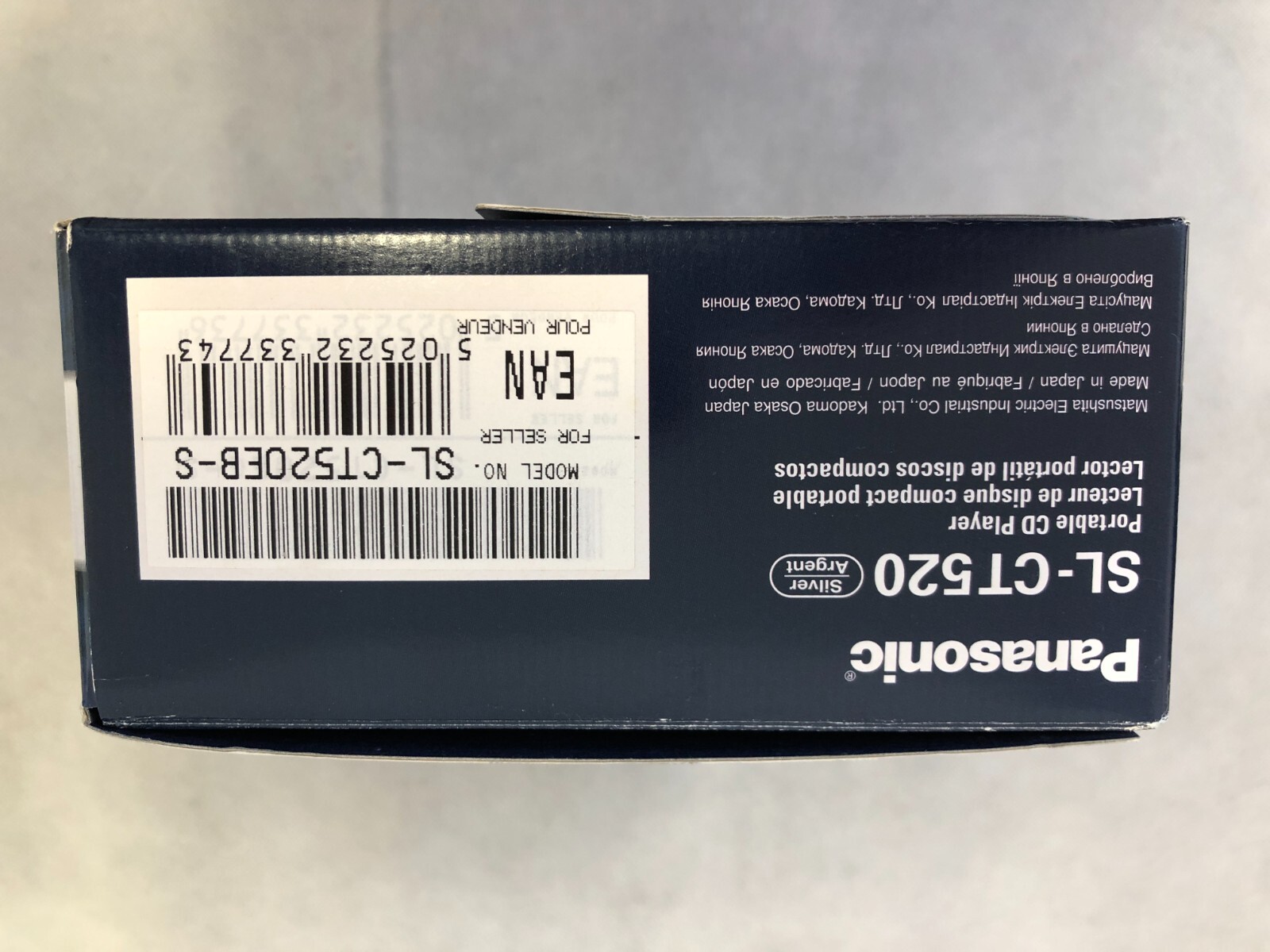 Panasonic SLCT520 Portable CD player made in Japan Silver, Boxed