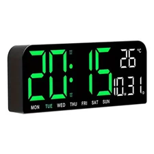 10" Digital LED Desk Alarm Clock Large LCD Display Wall Clock Temperature Date