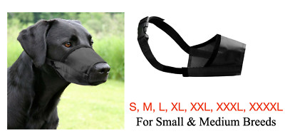 Dog Muzzle Soft Sided Adjustable Training No Bite Chew For Smaller Dogs S M L  