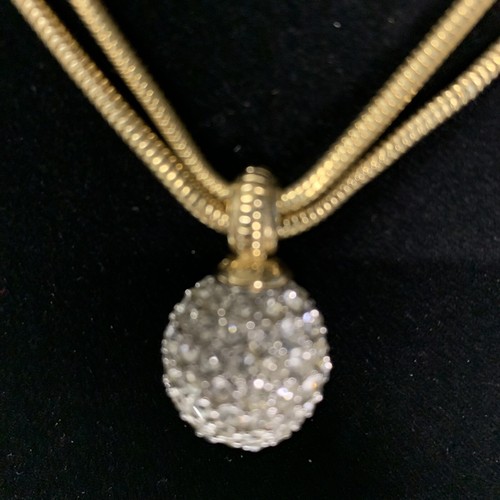 Collana Swarovski Sfera Cristallo Goccia Doppia Catena Tono Oro Firmata 15” Capodanno - Foto 4 di 10