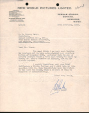 New World Pictures, L.F. Baker 1928 signed document ragarding Robert T. Kane