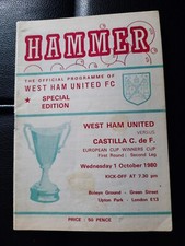 WEST HAM UNITED v CASTILLA C de F, 1st OCTOBER 1980,European Cup winners cup L1