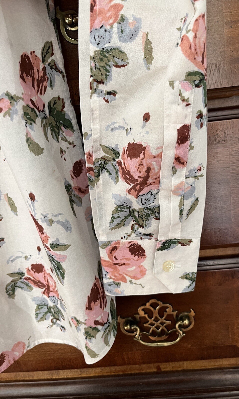 Camicia camicetta cotone Saint Laurent Paris rose floreale abbottonata PICCOLA S 36 FR