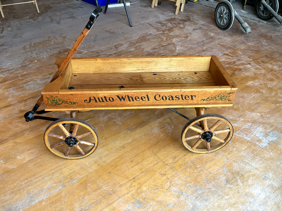 Antique Vintage Coaster Wood Wagon - Auto Wheel Coaster - Buffalo Sled ...