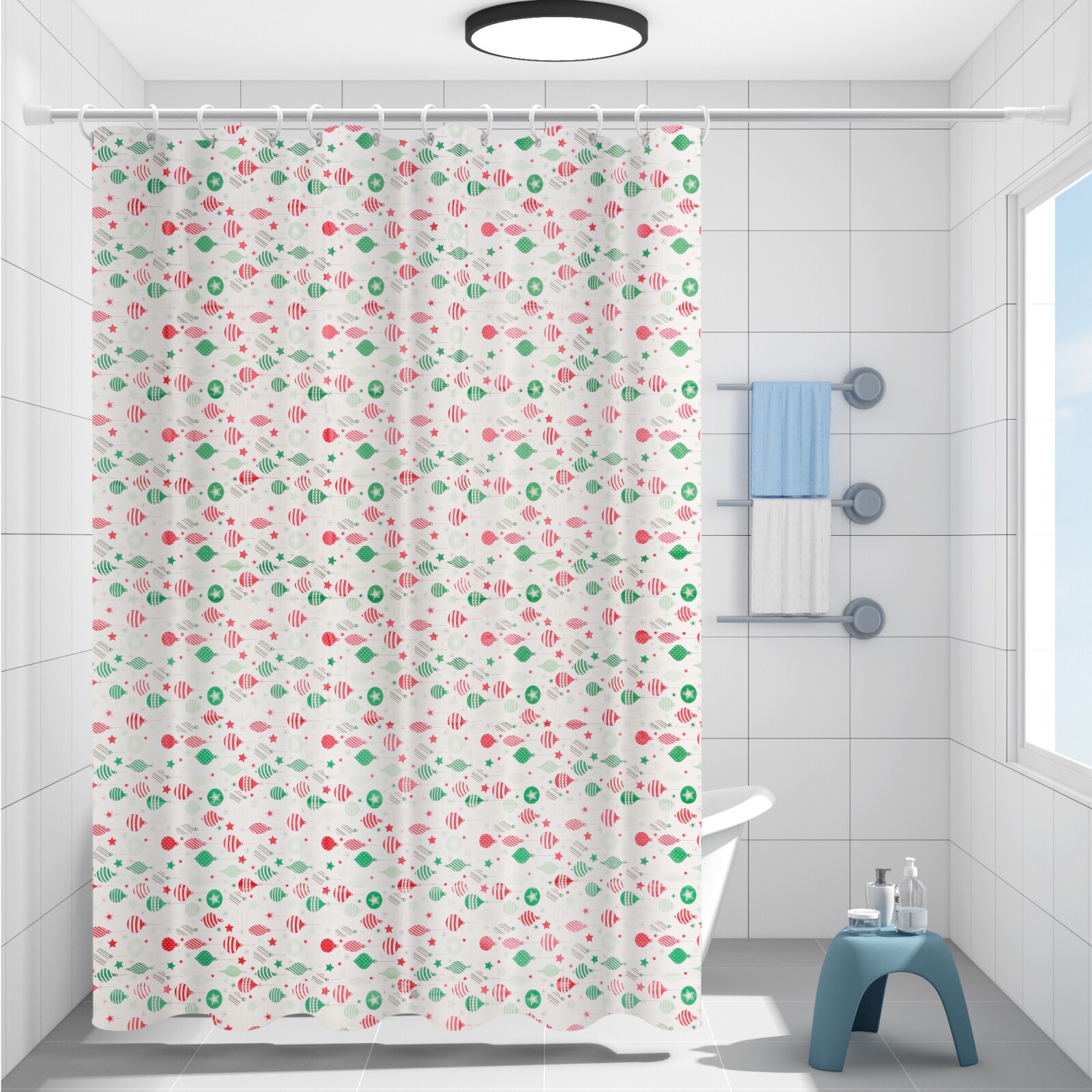 72" X 72" Heavy Duty 4G Christmas Shower Curtain Vinyl Waterproof