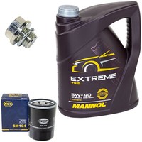 MotoröL Set 5W-40 5 Liter + ÖLfilter SM 104 + Schraube FüR Mitsubishi Peugeot
