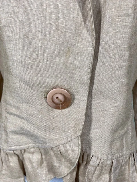 Blazer feminino vintage Y2K Bandolino tamanho 8 mistura de linho bainha babado Preppy Academia - Imagem 3 de 4