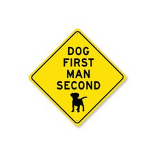 Funny Dog Caution Diamond Metal Sign Pet-Friendly Animal Owner Canine Art Sign
