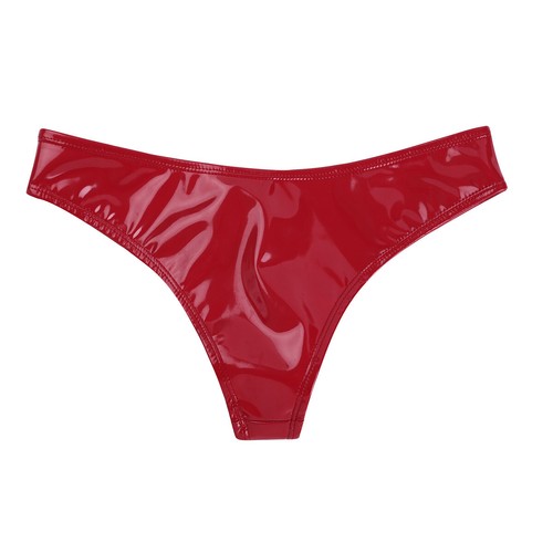 Women's High Waist Patent Leather Thong Wet Look Bikini Briefs Panties Clubwear - Picture 65 of 121