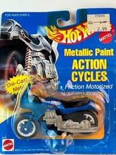 Hot Wheels Metallic Paint Action Cycle Friction Motorcycle on Card