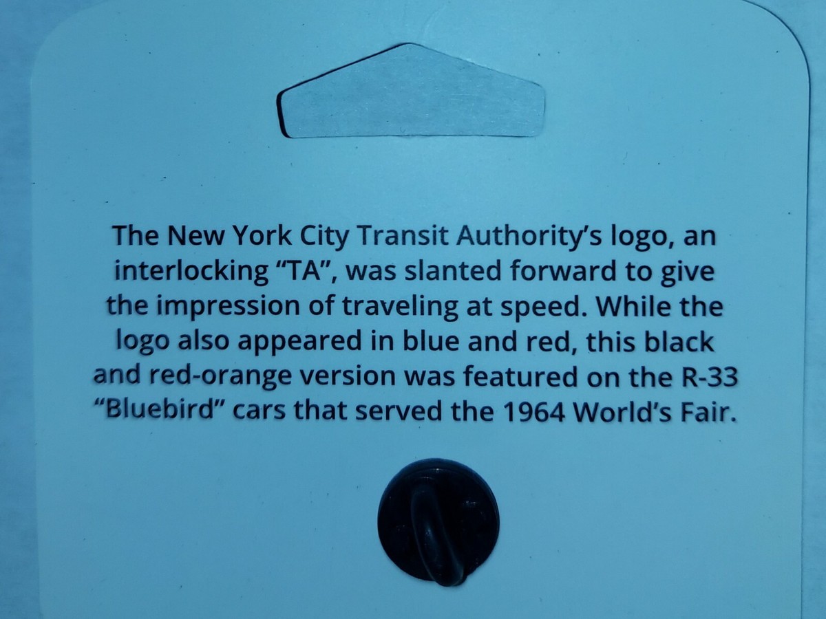NYC MTA subway bus interlocking TA logo enamel pin new w/tag free