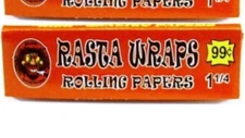 Rasta Wraps Rolling Papers Single Wide 1.0 GREAT DEAL! 50 Lvs/Pk *USA Shipped*