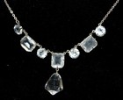 Cut Glass Pendant Necklace Sterling Silver Chain - Delicate - Mid Century