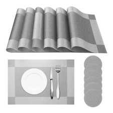 Set of 6x Placemats+6x Coasters Table Place Mat Heat Resistant Washable 45X30cm