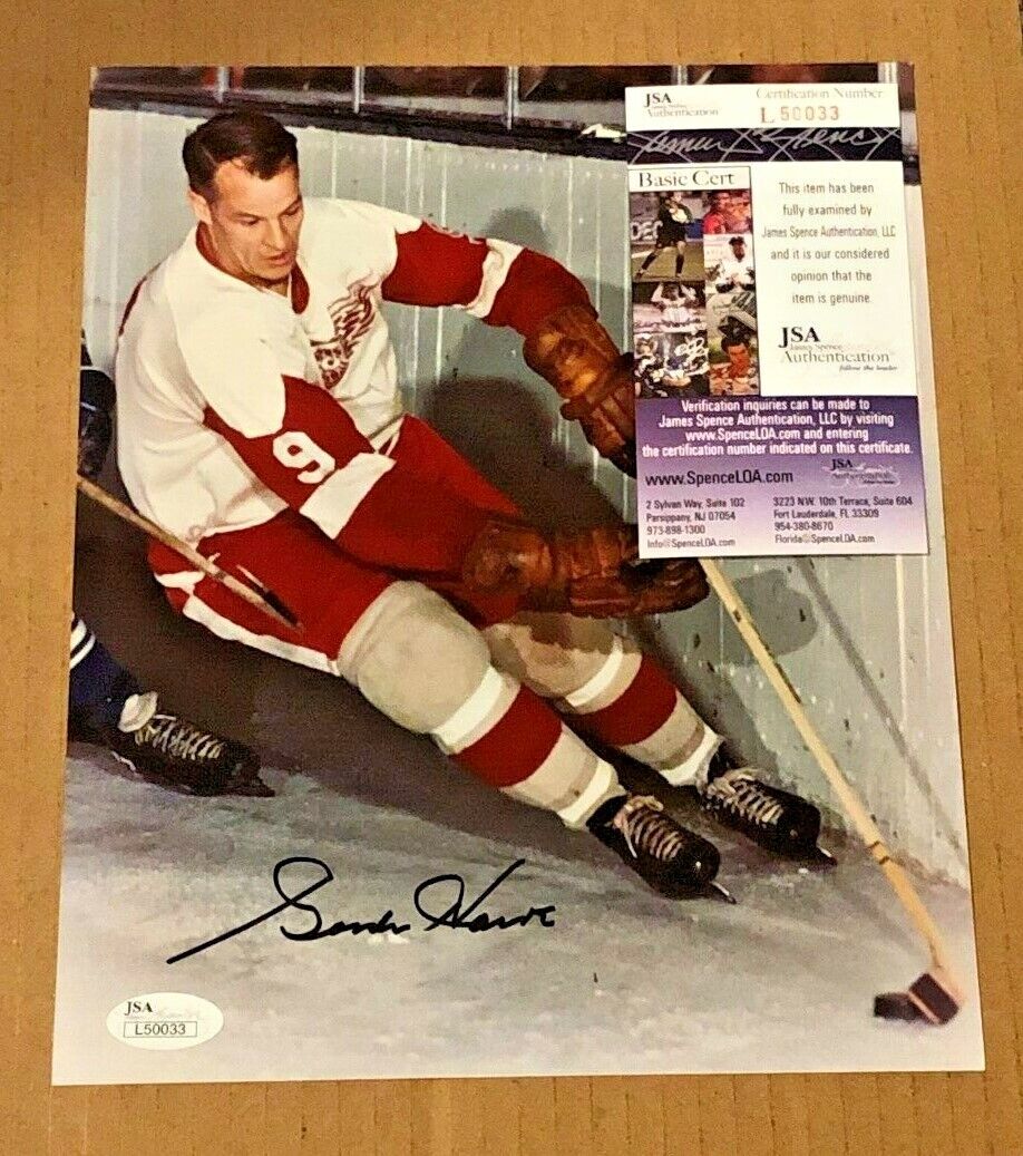 Gordie Howe Autographed Signed 8X10 Detroit Red Wings Photo JSA Certified