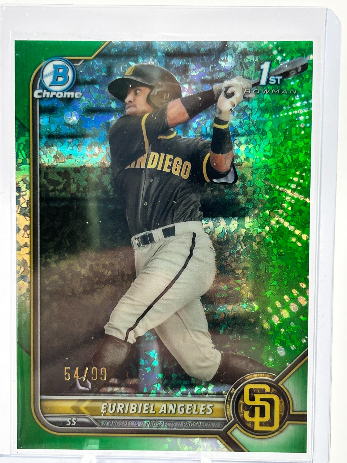 EURIBIEL ANGELES 2022 BOWMAN CHROME 1ST GREEN SHIMER REFRACTOR 54/99 #BCP-32 JC