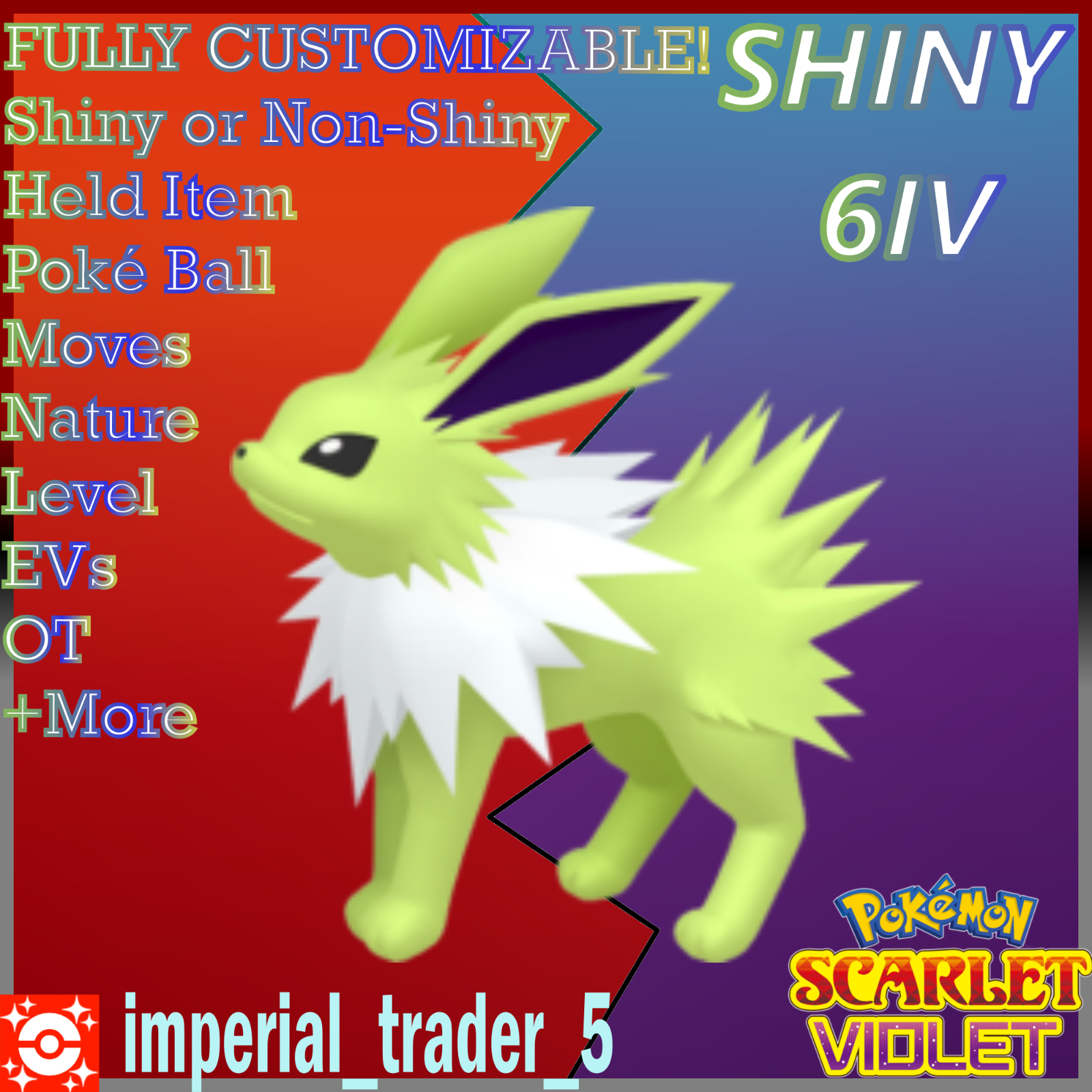 Shiny/Non-shiny Eevee 6IV - Pokémon Scarlet/Violet (100% Legal)