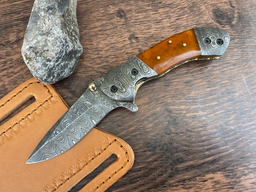 ✅ Genuine Damascus steel Folding Knife Resin sheet Pocket Knife Mosaic pin USA - Picture 7 of 7