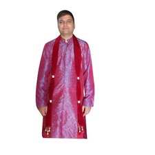 Men Dupatta Indian Wedding Scarves Handmade Sherwani Groom Velvet Maroon Stole