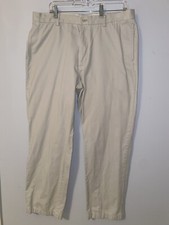 Chaps Pants Men's 36x32 Beige Khakis casual Flat Front Chino Straight Wide Leg