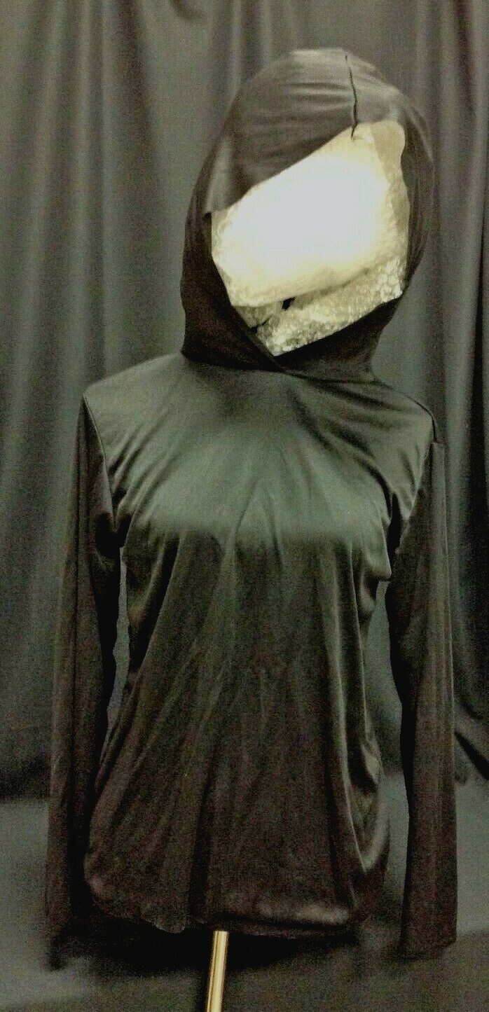 XL Black Hooded Ninja Assassin Costume with Dagger for Teens 14-16-image