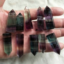 10 Pcs Tiny Natural Rainbow Fluorite Quartz Crystal Point Tower Polished Healing