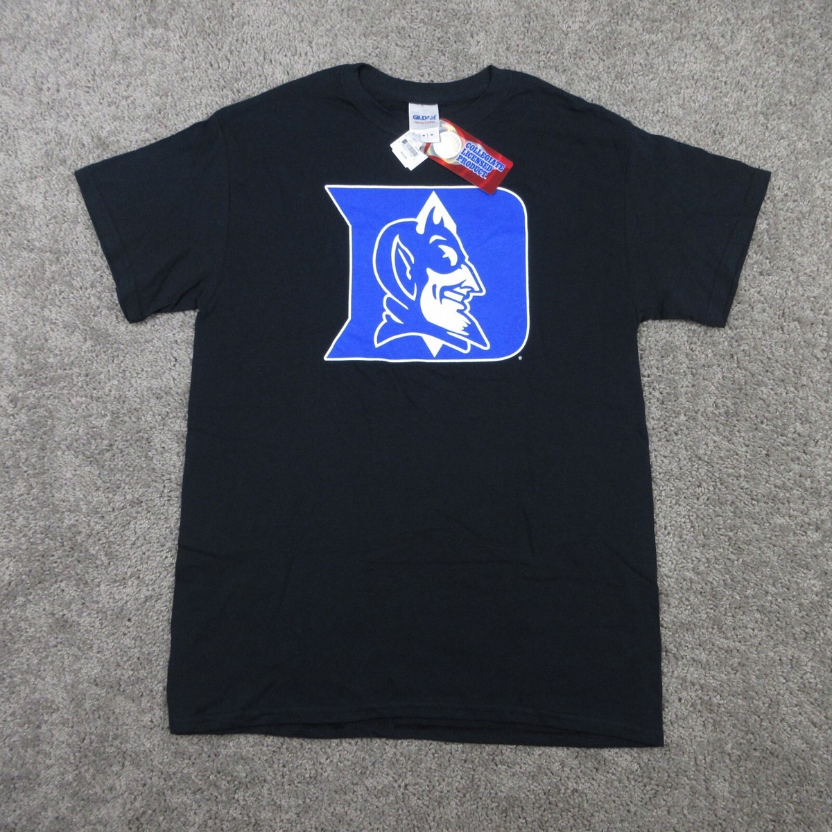 Duke Blue Devils Shirt Mens Medium Black Big Logo Gildan Sport
