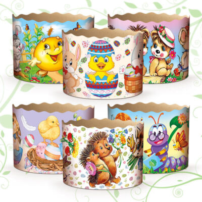 Set 6 Easter Parchment Baking Paper Molds Paska Panettone Cake - Kids, Cartoons