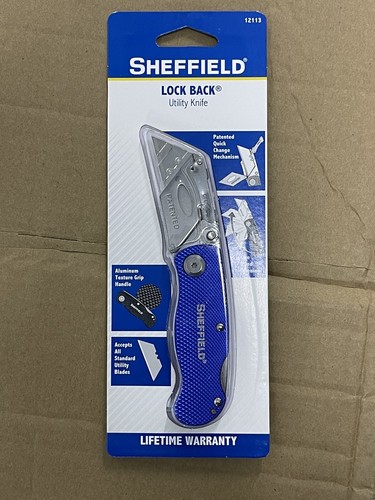 Sheffield 12113 Ultimate Lock Back Utility Knife Folding Box Cutter Knife - Picture 2 of 3