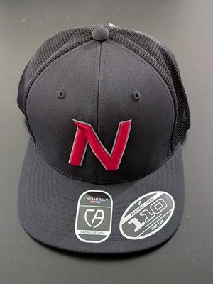 CapAmerica Premium Baseball Hat Snapback Black Red N Logo OSFM NWT