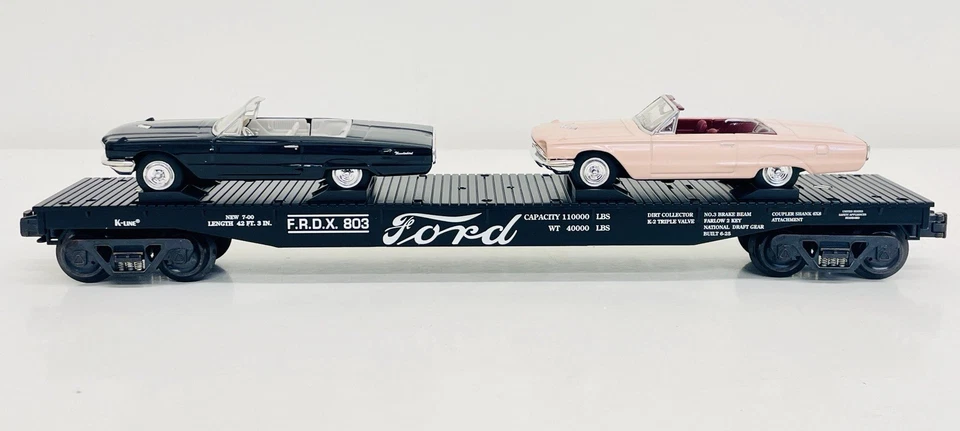 K-Line Ford Flatcar w/ Diecast Thunderbirds K691-6001 LN - Image 2 of 4