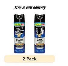 2 pack Hot Shot Flying Insect Killer Aerosol Spray, Clean Fresh Scent, 18.75 OZ